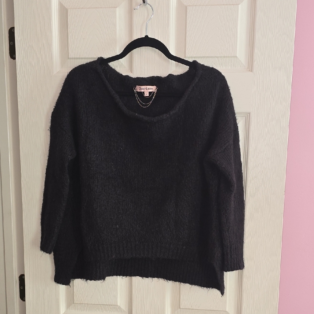 Juicy Couture Black Scoop Neck Plush Sweater‎